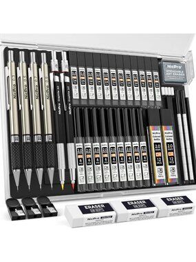 37PCS Art Mechanical Pencil Set & 4 Metal Drafting Pencils - Perfect for